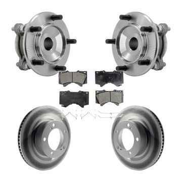 Front Hub Bearing Assembly Coated Disc Brake Rotor Pads Kit For Toyota Tundra Sequoia RWD KBB-132135