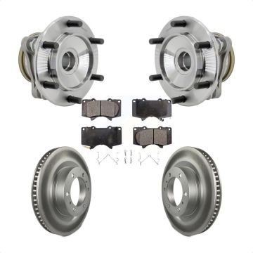 Front Hub Bearing Assembly Coated Brake Rotor & Pads Kit For 2010-2021 Toyota 4Runner RWD KBB-132141