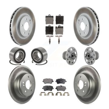 Front Rear Hub Bearing Coated Brake Rotor Pads Shoe Kit (10Pc) For Mercedes-Benz C350 RWD KBB-132148