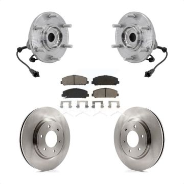 Front Hub Bearing Assembly Disc Brake Rotors And Pads Kit For 2017-2023 Nissan TITAN 4WD KBB-132178