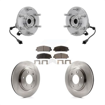 Front Hub Bearing Assembly Disc Brake Rotors And Pads Kit For 2017-2023 Nissan TITAN 4WD KBB-132259