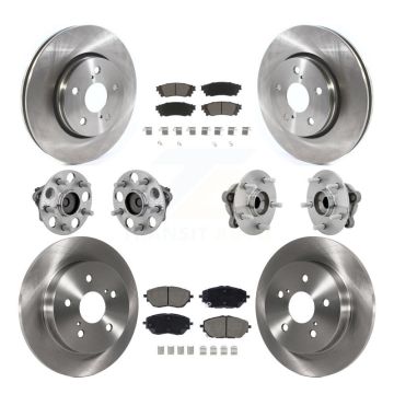 Front Rear Hub Bearings Disc Brake Rotors And Ceramic Pads Kit (10Pc) For Toyota C-HR KBB-132432