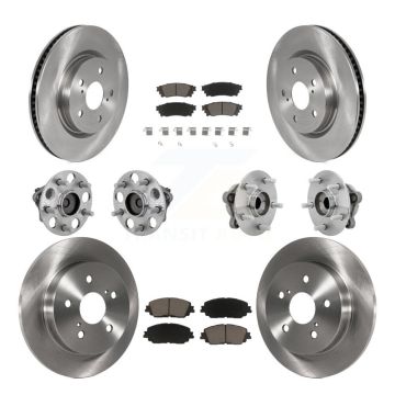Front Rear Hub Bearings Disc Brake Rotors And Ceramic Pads Kit (10Pc) For Toyota C-HR KBB-132434
