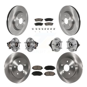 Front Rear Hub Bearing Brake Rotor And Pad Kit (10Pc) For Toyota RAV4 FWD with GAS engine KBB-132440