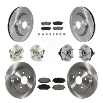 Front Rear Hub Bearing Brake Rotor And Pad Kit (10Pc) For Toyota RAV4 FWD with GAS engine KBB-132441