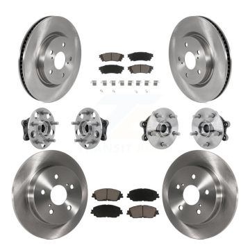 Front Rear Hub Bearings Disc Brake Rotors And Ceramic Pads Kit (10Pc) For Toyota RAV4 KBB-132442