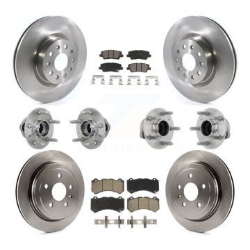 Front Rear Hub Bearings Disc Brake Rotors And Ceramic Pads Kit (10Pc) For Cadillac CTS KBB-132445