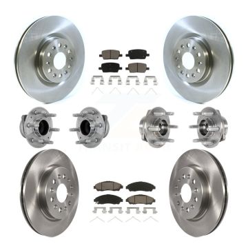 Front Rear Hub Bearing Brake Rotor Pads Kit (10Pc) For Cadillac XT5 Buick Enclave XT6 FWD KBB-132450