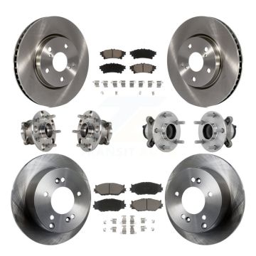 Front Rear Hub Bearing Brake Rotor Pad Kit (10Pc) For 2014-2015 Lexus IS250 Base with RWD KBB-132460