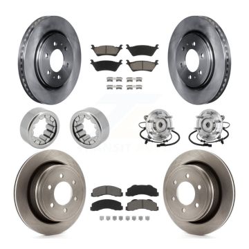 Front Rear Hub Bearing Brake Rotor Pads Shoe Kit (10Pc) For 17 Ford F-150 Raptor with 4WD KBB-132465