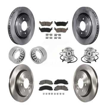 Front Rear Hub Bearing Brake Rotor Pads Shoe Kit (10Pc) For 17 Ford F-150 Raptor with 4WD KBB-132466