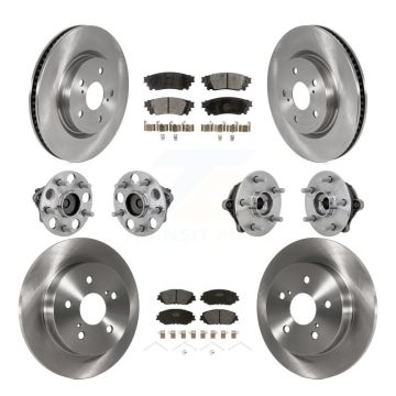 Front Rear Hub Bearing Brake Rotor And Pad Kit (10Pc) For Toyota RAV4 FWD with GAS engine KBB-132485