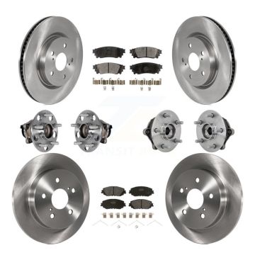 Front Rear Hub Bearing Brake Rotor And Pad Kit (10Pc) For Toyota RAV4 FWD with GAS engine KBB-132487