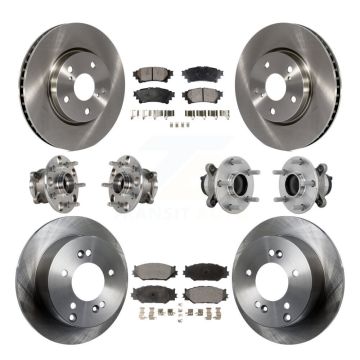 Front Rear Hub Bearing Brake Rotor Pad Kit (10Pc) For 2014-2015 Lexus IS250 Base with RWD KBB-132496