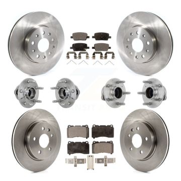 Front Rear Hub Bearing Disc Brake Rotor Pads Kit (10Pc) For Chevrolet Camaro Cadillac CT6 KBB-132502