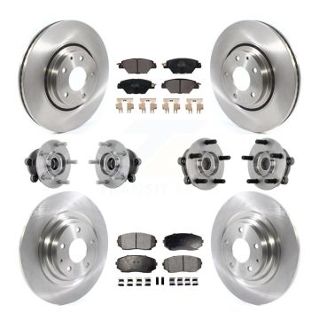 Front Rear Hub Bearing Disc Brake Rotors And Pads Kit (10Pc) For 2016-2023 Mazda CX-9 AWD KBB-132517