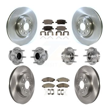 Front Rear Hub Bearing Brake Rotor Pads Kit (10Pc) For Cadillac XT5 Buick Enclave XT6 FWD KBB-132527