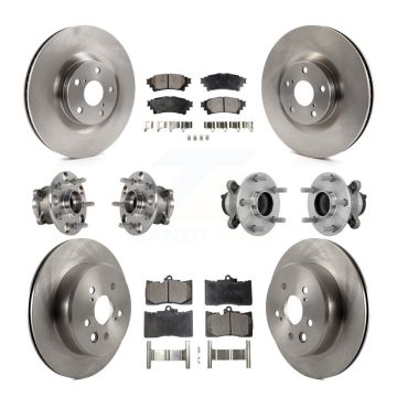 Front Rear Hub Bearing Disc Brake Rotors And Pads Kit (10Pc) For Lexus IS300 IS350 IS200t KBB-132530