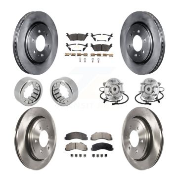 Front Rear Hub Bearing Brake Rotor Pads Shoe Kit (10Pc) For 17 Ford F-150 Raptor with 4WD KBB-132531