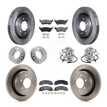 Front Rear Hub Bearing Brake Rotor & Pads Shoe Kit (10Pc) For 2018-2020 Ford F-150 Raptor KBB-132536
