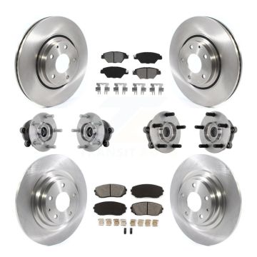Front Rear Hub Bearing Disc Brake Rotors And Pads Kit (10Pc) For 2016-2023 Mazda CX-9 AWD KBB-132553
