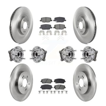 Front Rear Hub Bearing Brake Rotor Pads Kit (10Pc) For Hyundai Palisade Kia Telluride AWD KBB-132557