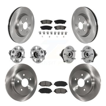 Front Rear Hub Bearing Brake Rotor And Pad Kit (10Pc) For Toyota RAV4 FWD with GAS engine KBB-132559