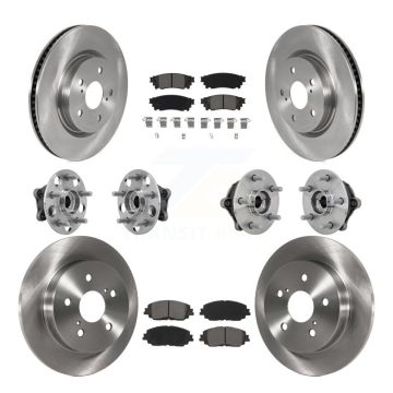Front Rear Hub Bearing Assembly Disc Brake Rotor And Pad Kit (10Pc) For Toyota RAV4 Venza KBB-132560