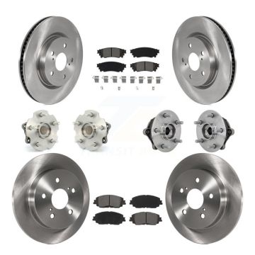 Front Rear Hub Bearing Brake Rotor And Pad Kit (10Pc) For Toyota RAV4 FWD with GAS engine KBB-132562