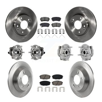 Front Rear Hub Bearing Brake Rotor And Pad Kit (10Pc) For 2022 Hyundai Kona FWD with 1.6L KBB-132566