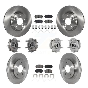Front Rear Hub Bearings Disc Brake Rotors And Pads Kit (10Pc) For Hyundai Kona Kia Seltos KBB-132567