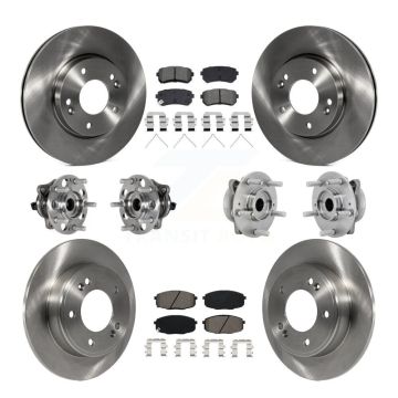 Front Rear Hub Bearing Disc Brake Rotor And Semi-Metallic Pad Kit (10Pc) For Hyundai Kona KBB-132568