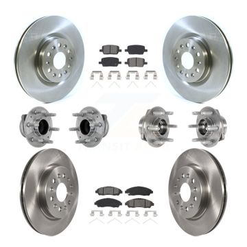 Front Rear Hub Bearing Brake Rotor Pads Kit (10Pc) For Cadillac XT5 Buick Enclave XT6 FWD KBB-132574