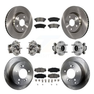 Front Rear Hub Bearing Brake Rotor Pad Kit (10Pc) For 2014-2015 Lexus IS250 Base with RWD KBB-132584