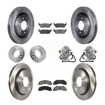 Front Rear Hub Bearing Disc Brake Rotor Pads Shoe Kit (10Pc) For 2015-2017 Ford F-150 RWD KBB-132593