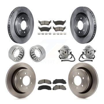 Front Rear Hub Bearing Disc Brake Rotor Pads Shoe Kit (10Pc) For 2015-2017 Ford F-150 RWD KBB-132594