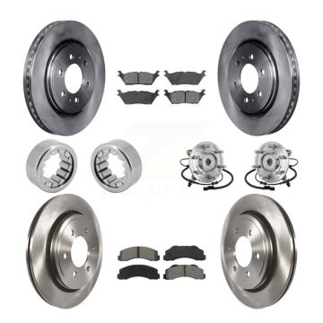 Front Rear Hub Bearing Brake Rotor Pads Shoe Kit (10Pc) For 17 Ford F-150 Raptor with 4WD KBB-132595