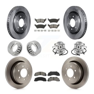 Front Rear Hub Bearing Brake Rotor Pads Shoe Kit (10Pc) For 17 Ford F-150 Raptor with 4WD KBB-132596