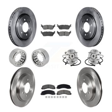 Front Rear Hub Bearing Brake Rotor & Pads Shoe Kit (10Pc) For 2018-2020 Ford F-150 Raptor KBB-132597