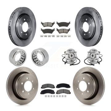 Front Rear Hub Bearing Brake Rotor & Pads Shoe Kit (10Pc) For 2018-2020 Ford F-150 Raptor KBB-132598
