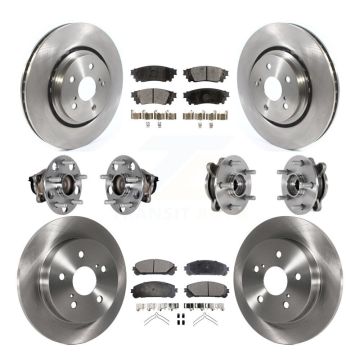 Front Rear Hub Bearings Disc Brake Rotors And Ceramic Pads Kit (10Pc) For Toyota Avalon KBB-132606