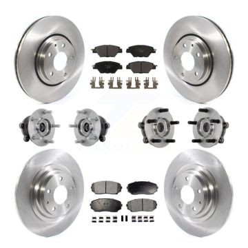 Front Rear Hub Bearing Disc Brake Rotors And Pads Kit (10Pc) For 2016-2023 Mazda CX-9 AWD KBB-132612