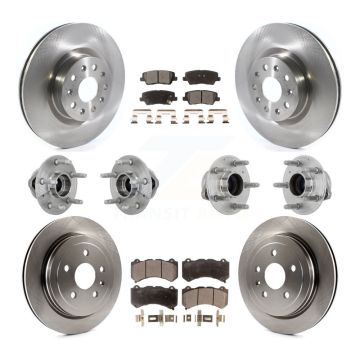 Front Rear Hub Bearings Disc Brake Rotors And Ceramic Pads Kit (10Pc) For Cadillac CTS KBB-132627