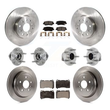 Front Rear Hub Bearings Disc Brake Rotors And Ceramic Pads Kit (10Pc) For Cadillac CTS KBB-132630