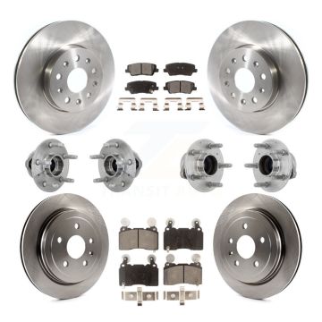 Front Rear Hub Bearings Disc Brake Rotors And Ceramic Pads Kit (10Pc) For Cadillac CTS KBB-132631