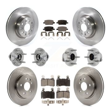 Front Rear Hub Bearing Disc Brake Rotor And Pad Kit (10Pc) For 2016-2018 Cadillac CT6 RWD KBB-132637