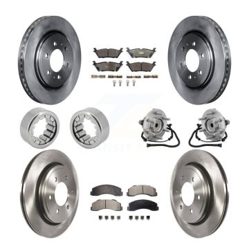 Front Rear Hub Bearing Disc Brake Rotor Pads Shoe Kit (10Pc) For 2015-2017 Ford F-150 RWD KBB-132663
