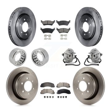 Front Rear Hub Bearing Disc Brake Rotor Pads Shoe Kit (10Pc) For 2015-2017 Ford F-150 RWD KBB-132664