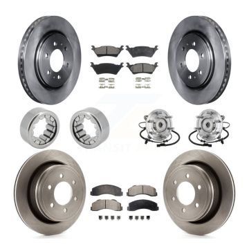 Front Rear Hub Bearing Brake Rotor Pads Shoe Kit (10Pc) For 17 Ford F-150 Raptor with 4WD KBB-132666