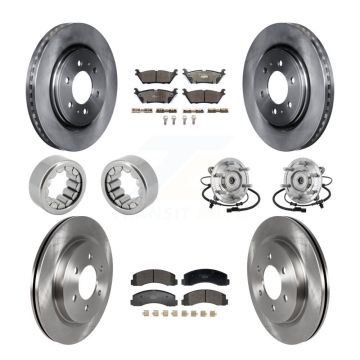 Front Rear Hub Bearing Brake Rotor & Pads Shoe Kit (10Pc) For 2018-2020 Ford F-150 Raptor KBB-132667